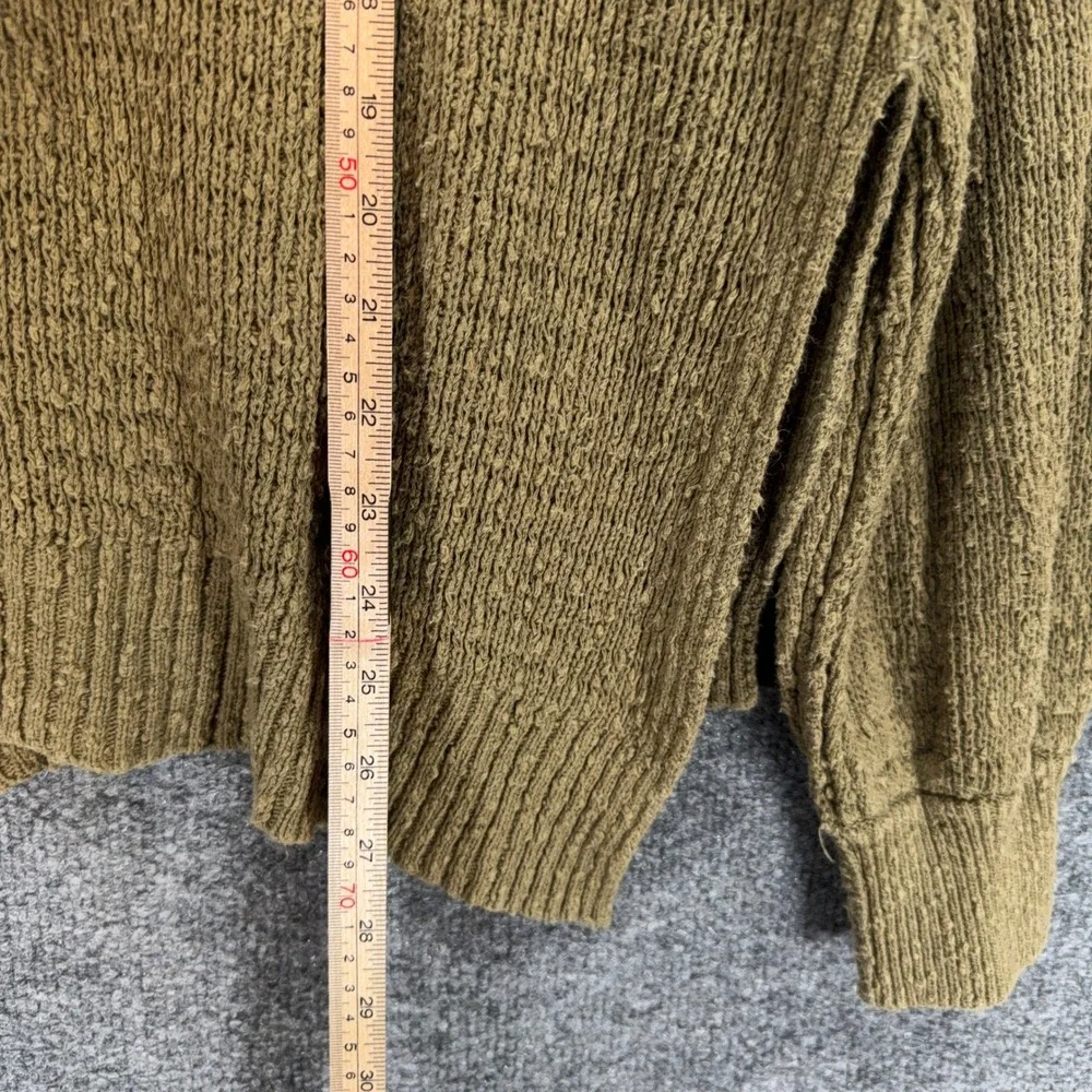 Free People Sweater Womens Medium Green V-Neck Chunky Knit Oversized Boho